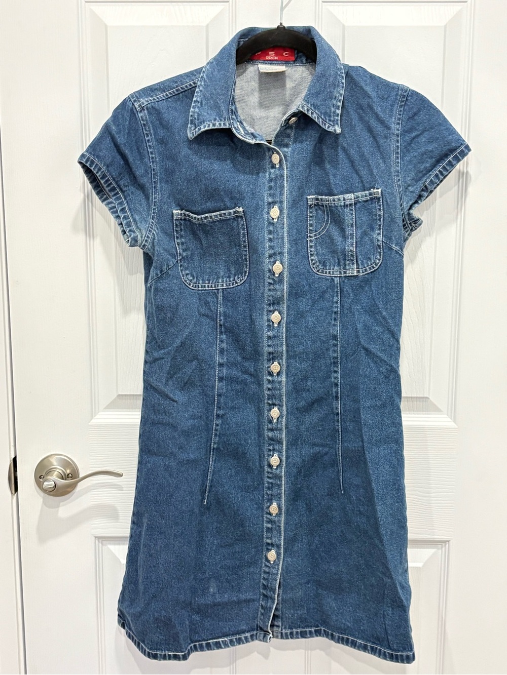 PSC denim Button-Front Mini Dress - Blue #1034